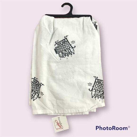 3/$20 Primitives By Kathy NWT White Cotton Black Graphic Dish Towel #101350 - Picture 3 of 9